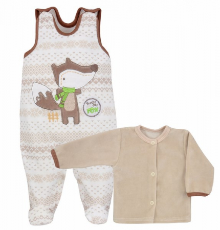 Compleu 2 piese salopeta si bluza pentru baieti Koala Fox 04-501MA-80, Crem [1]