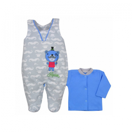 Compleuri baieti maneca lunga - Compleu 2 piese salopeta si bluza pentru baieti Koala Hipster 04-928-68-cm, Albastru