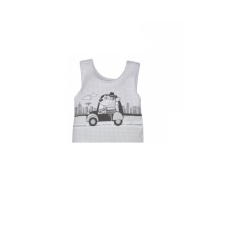 Compleu 2 piese salopeta si bluza pentru baieti Koala Justin 04-886-68-cm, Alb [1]