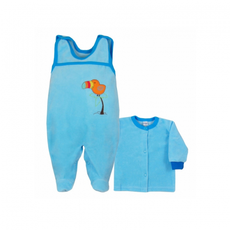 Compleuri baieti maneca lunga - Compleu 2 piese salopeta si bluza pentru baieti Koala Kakadu 3244-A-62-cm, Albastru
