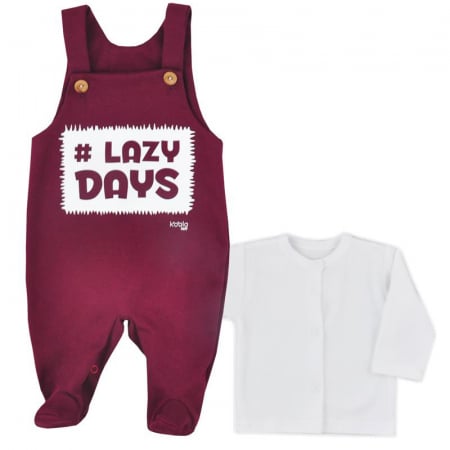 Compleu 2 piese salopeta si bluza pentru baieti Koala Lazy Days 07-384-56-cm, Visiniu [1]