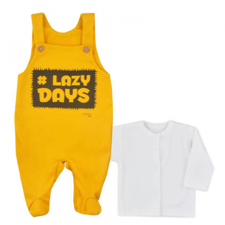 Compleuri baieti maneca lunga - Compleu 2 piese salopeta si bluza pentru baieti Koala Lazy Days 07-384G-56-cm, Galben