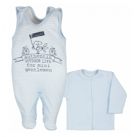 Compleuri baieti maneca lunga - Compleu 2 piese salopeta si bluza pentru baieti Koala Miasteczko 3777-68-cm, Albastru
