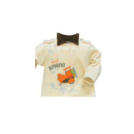 Compleu 2 piese salopeta si bluza pentru baieti Koala Milo 1874C-74-cm, Crem [2]