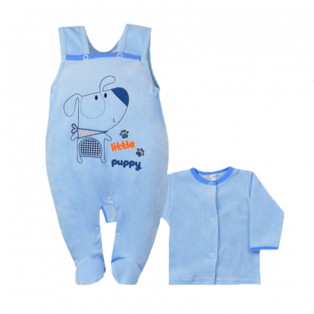 Compleuri baieti maneca lunga - Compleu 2 piese salopeta si bluza pentru baieti Koala Mysz I Pies 3714-68-cm, Albastru