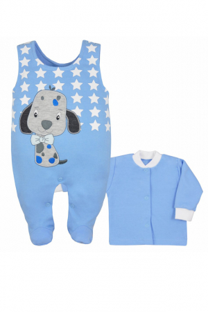 Compleuri baieti maneca lunga - Compleu 2 piese salopeta si bluza pentru baieti Koala Piesio 05-346A1-68-cm, Albastru