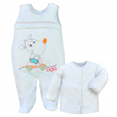 Compleuri baieti maneca lunga - Compleu 2 piese salopeta si bluza pentru baieti Koala Toffi 03-753A-74-cm, Albastru