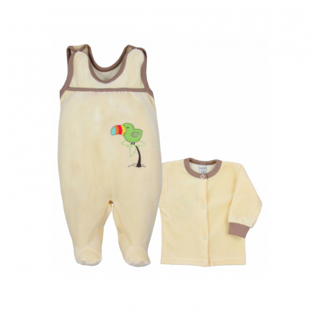 Compleuri baieti maneca lunga - Compleu 2 piese salopeta si bluza pentru copii Koala Kakadu 3243-G-62-cm, Bej