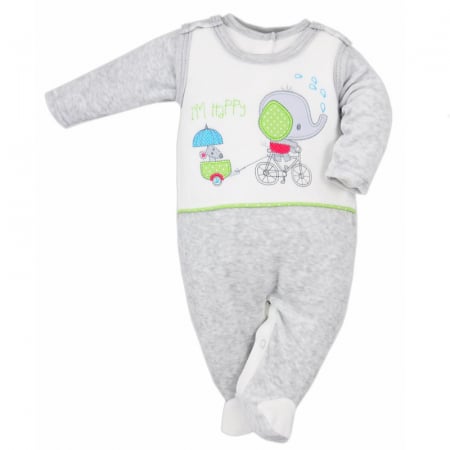 Compleu 2 piese salopeta si bluza pentru copii Koala Slon Na Rowerku 3556G-68-cm, Gri [1]