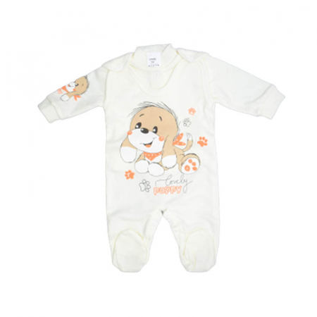 Compleuri  fete maneca lunga - Compleu 2 piese salopeta si bluza pentru copii GAMA 714079-C, Crem