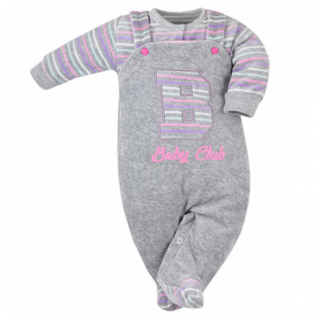 Compleu 2 piese salopeta si bluza pentru fete Koala Baby Club 3961RZ-56-cm, Roz [1]