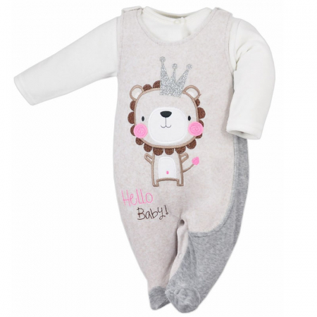 Îmbrăcăminte fete - Compleu 2 piese salopeta si bluza pentru fete Koala Hello Baby 05-479, Bej