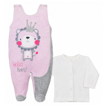 Compleu 2 piese salopeta si bluza pentru fete Koala Hello Baby 05-478RZ-74-cm, Roz [1]