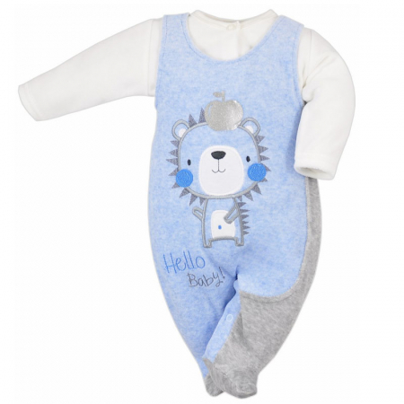Compleuri baieti maneca lunga - Compleu 2 piese salopeta si bluza pentru baieti Koala Hello Baby 05-479A, Albastru