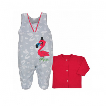 Compleuri  fete maneca lunga - Compleu 2 piese salopeta si bluza pentru fete Koala Hipster 04-928RO-68-cm, Rosu