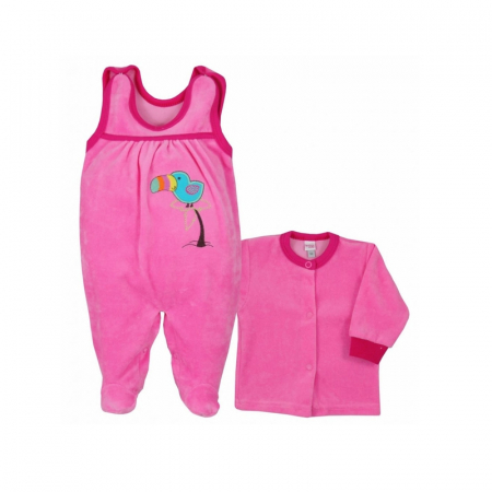 Compleuri  fete maneca lunga - Compleu 2 piese salopeta si bluza pentru fete Koala Kakadu 3244-R-62-cm, Roz
