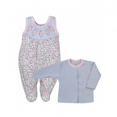 Compleuri  fete maneca lunga - Compleu 2 piese salopeta si bluza pentru fete Koala Laczka 2929AL-74-cm, Albastru