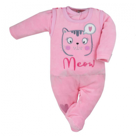 Compleu 2 piese salopeta si bluza pentru fete Koala Miau 07-434-62-cm, Roz [1]