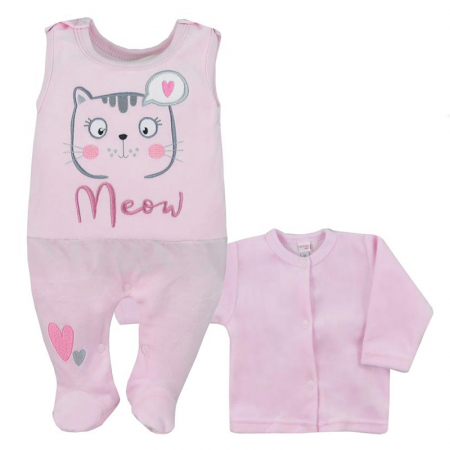 Compleuri  fete maneca lunga - Compleu 2 piese salopeta si bluza pentru fete Koala Miau 07-434RZ-62-cm, Roz