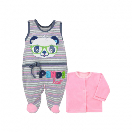 Compleuri  fete maneca lunga - Compleu 2 piese salopeta si bluza pentru fete Koala Panda 04-538-56-cm, Multicolor