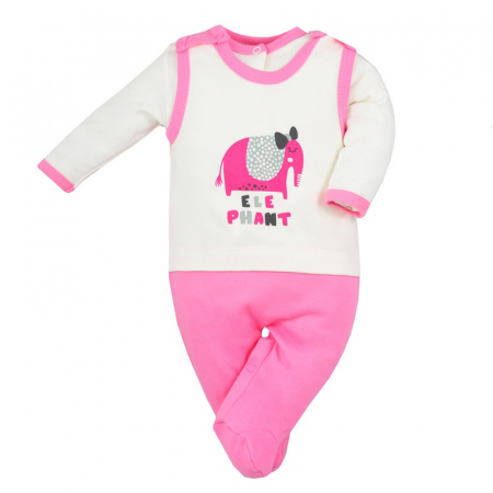 Compleuri  fete maneca lunga - Compleu 2 piese salopeta si bluza pentru fete Koala Play Time 3808F-56 cm, Fucsia