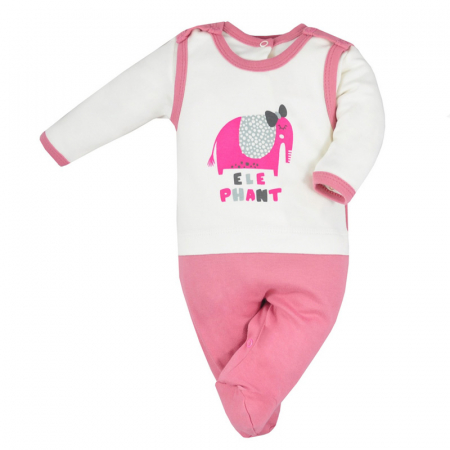 Compleuri  fete maneca lunga - Compleu 2 piese salopeta si bluza pentru fete Koala Play Time 3808RZ-56 cm, Roz