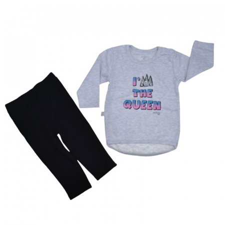 Compleuri  fete maneca lunga - Compleu 2 piese pantaloni si bluza pentru fete Koala 07-771, Gri