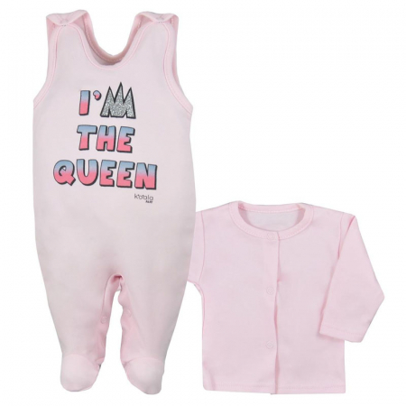 Compleu 2 piese salopeta si bluza pentru fete Koala Queen 07-762, Roz [1]