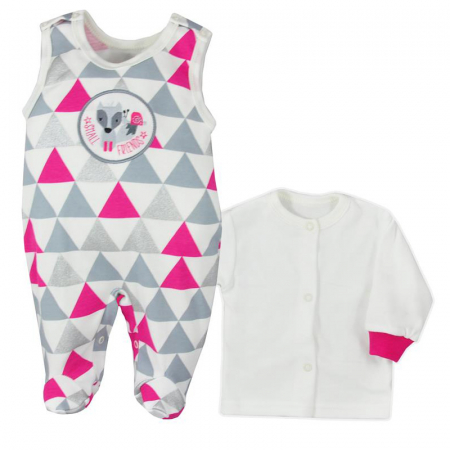 Compleuri  fete maneca lunga - Compleu 2 piese salopeta si bluza pentru fete Koala Small Friends 07-094R-62-cm, Roz