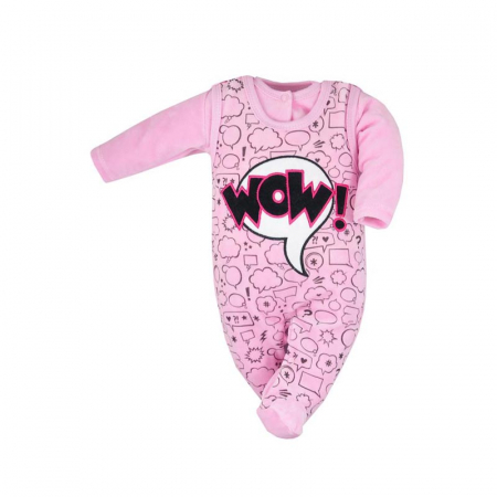Compleuri  fete maneca lunga - Compleu 2 piese salopeta si bluza pentru fete Koala Wow 07-411_56 cm, Roz