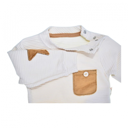 Compleu 3 piese pantaloni, bluza si bentita, pentru fete, Mini Junior 24122B, Maro [1]