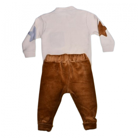 Compleu 3 piese pantaloni, bluza si bentita, pentru fete, Mini Junior 24122B, Maro [2]