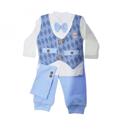 Compleuri baieti maneca lunga - Compleu 3 piese pantaloni, bluza si caciula pentru baieti Mini Junior CMPMJ-09