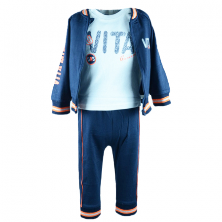 Trening - Compleu 3 piese pantaloni, bluza si hanorac pentru baieti Vitamins 1807B, Bleumarin