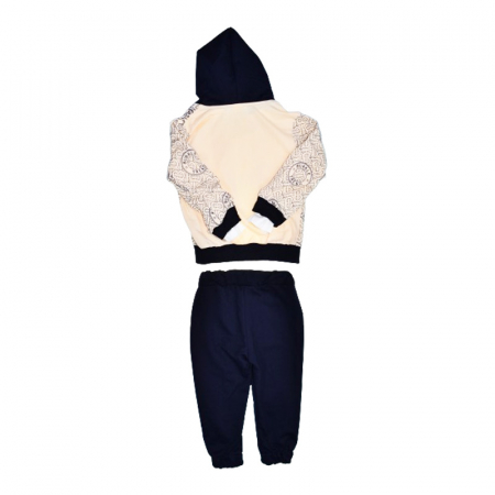 Compleu 3 piese pantaloni, bluza si jacheta cu fermoar pentru baieti Mini Junior COMP-40614, Bleumarin [1]