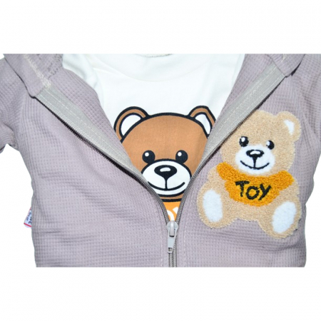 Compleu 3 piese pantaloni, bluza si jacheta cu fermoar pentru baieti Mini Junior COMP-MJ3, Gri [2]