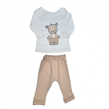 Compleu 3 piese pantaloni, bluza si jacheta pentru baieti Mini Junior COMP-MJ32, Bej [2]