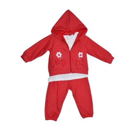 Compleuri  fete maneca lunga - Compleu 3 piese pantaloni, bluza si jacheta pentru fete Mini Junior CMP-MJ78003, Rosu