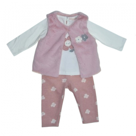 Compleuri  fete maneca lunga - Compleu 3 piese pantaloni, bluza si vesta pentru fete Mini Junior CMP-MJ4629, Roz