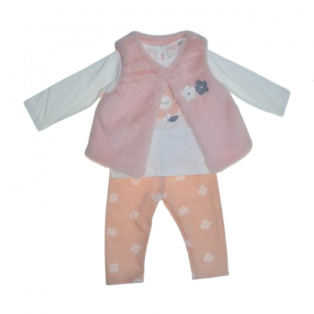 Compleuri  fete maneca lunga - Compleu 3 piese pantaloni, bluza si vesta pentru fete Mini Junior CMP-MJ4629C, Coral