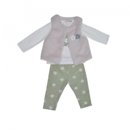 Compleuri  fete maneca lunga - Compleu 3 piese pantaloni, bluza si vesta pentru fete, Mini Junior CMP-MJ4629V, Verde