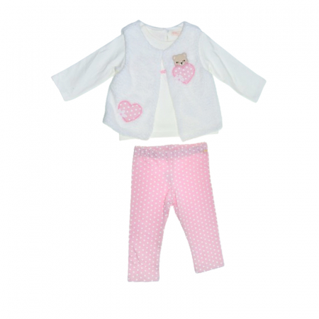 Compleuri  fete maneca lunga - Compleu 3 piese pantaloni, bluza si vesta pentru fete Baby Rose, COMP-4586, Roz