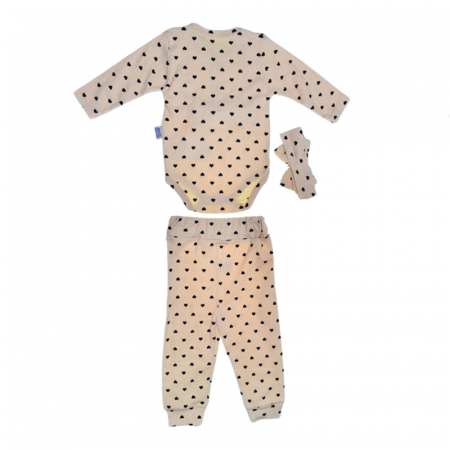 Compleu 3 piese pantaloni, body si bentita pentru fete Mini Junior SETMJ-15, Crem [1]