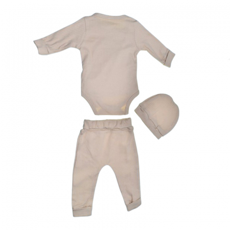Compleu 3 piese pantaloni, body si caciula pentru copii Mini Junior SETMJ-39, Bej [1]