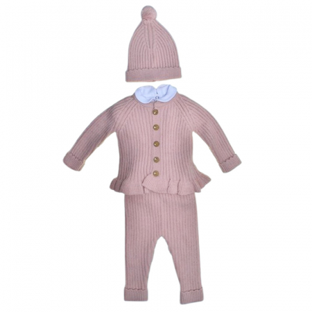Compleuri  fete maneca lunga - Compleu 4 piese pantaloni, body si cardigan, pentru fete, Mini Junior CMP4127C, Coral