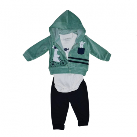 Compleuri baieti maneca lunga - Compleu 3 piese pantaloni, body si jacheta pentru baieti Mini Junior CMP-7051V, Multicolor