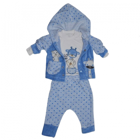Compleuri baieti maneca lunga - Compleu 3 piese pantaloni, body si jacheta pentru baieti Mini Junior CMP-MJ4, Albastru