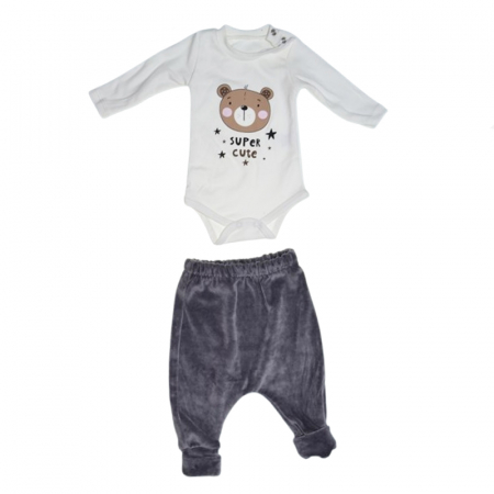 Compleu 3 piese pantaloni, body si jacheta pentru baieti Mini Junior CMP-MJ5, Gri [2]