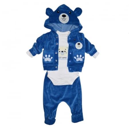 Compleuri baieti maneca lunga - Compleu 3 piese pantaloni, body si jacheta pentru baieti Mini Junior CMP-MJ6, Albastru