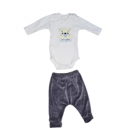 Compleu 3 piese pantaloni, body si jacheta pentru baieti Mini Junior CMP-MJ7, Gri [2]
